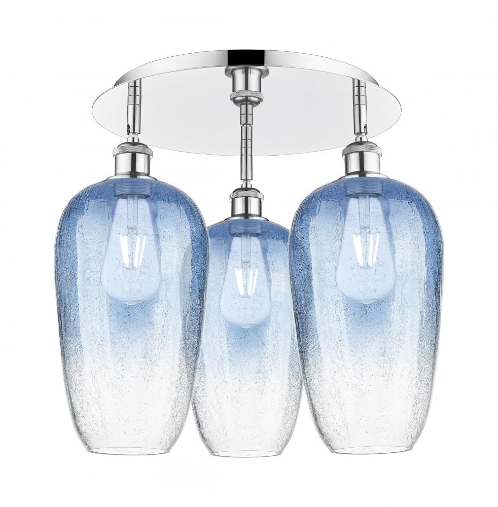 Brookhaven Flute - 3 Light - 19 inch - Polished Chrome - Semi-Flush Mount