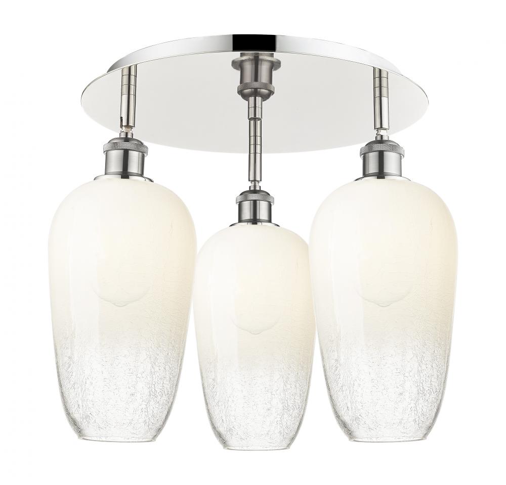 Brookhaven Flute - 3 Light - 19 inch - Polished Nickel - Semi-Flush Mount