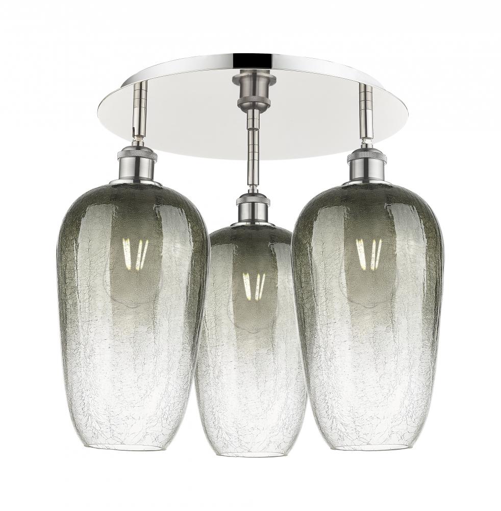 Brookhaven Flute - 3 Light - 19 inch - Polished Nickel - Semi-Flush Mount