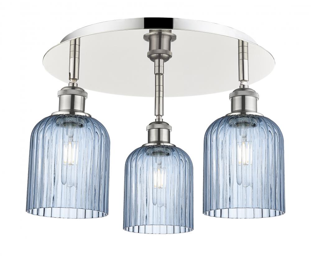 Bridal Veil - 3 Light - 17 inch - Polished Nickel - Semi-Flush Mount