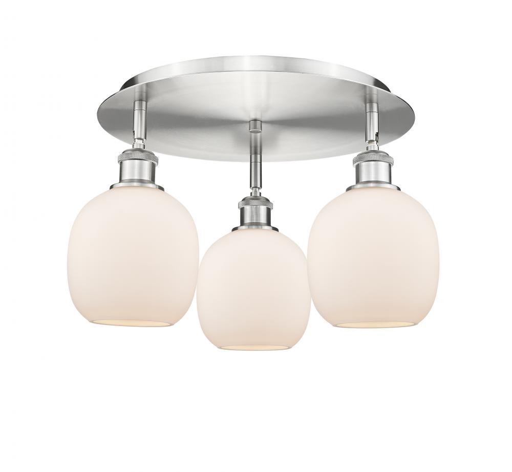 Belfast - 3 Light - 18 inch - Satin Nickel - Semi-Flush Mount