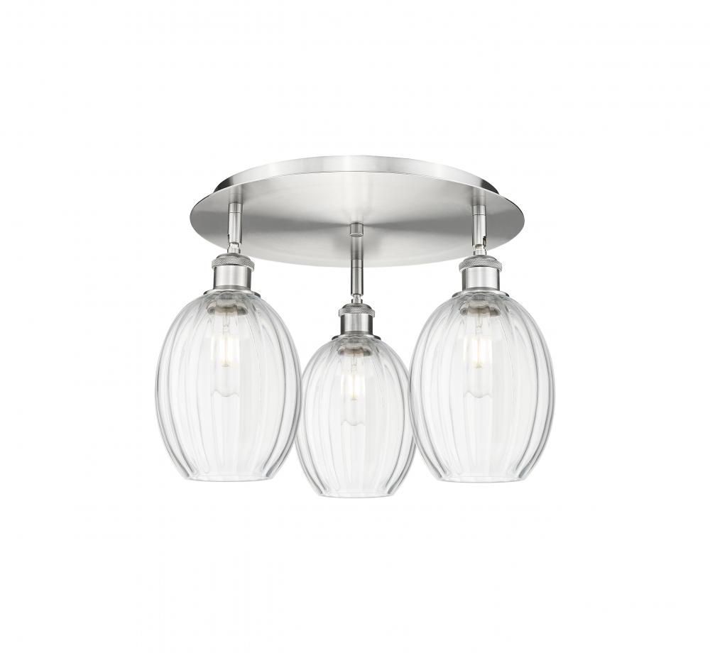 Preston Bulb - 3 Light - 18 inch - Satin Nickel - Semi-Flush Mount