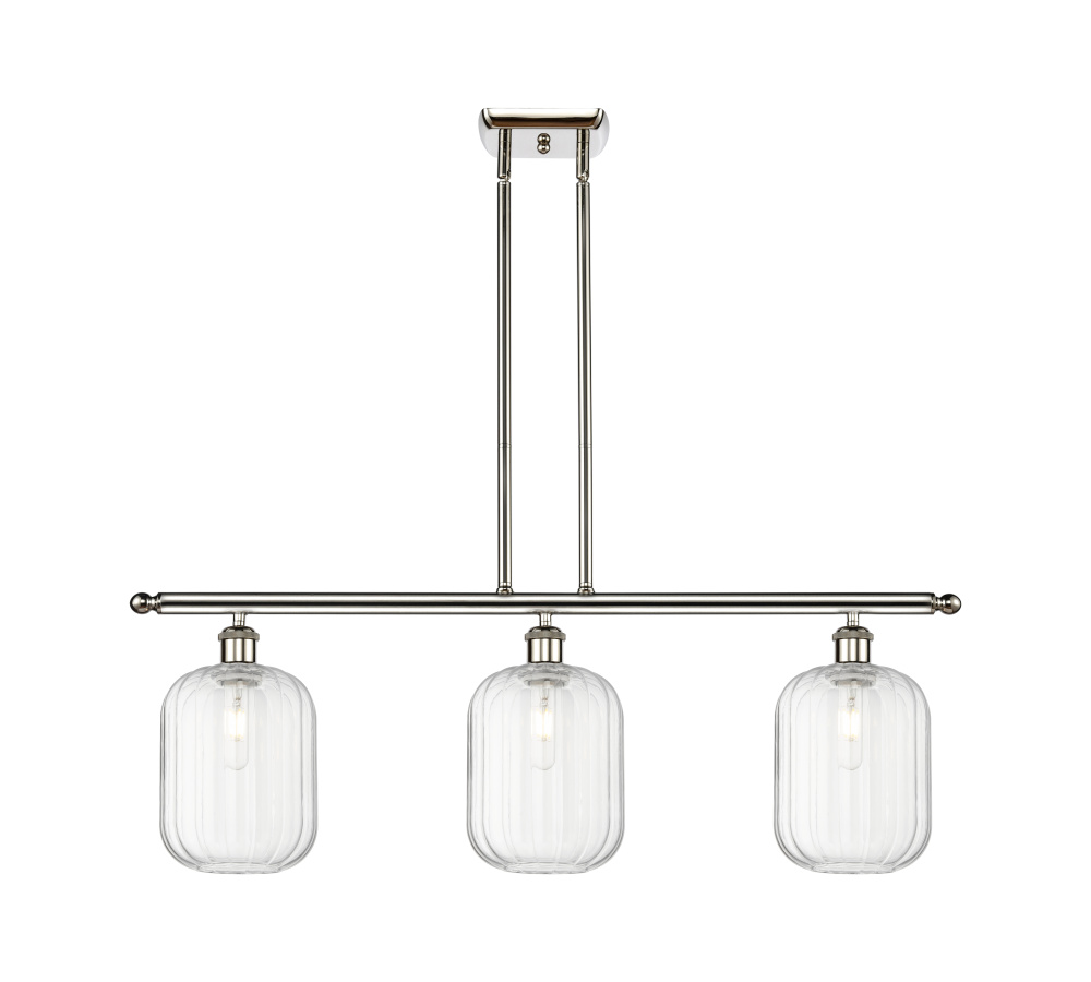Preston Cylinder - 3 Light - 36 inch - Polished Nickel - Stem Hung - Island Light