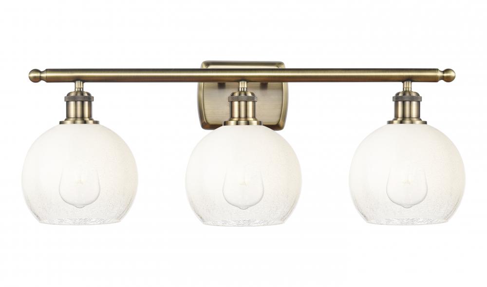 Brookhaven Globe - 3 Light - 28 inch - Antique Brass - Bath Vanity Light