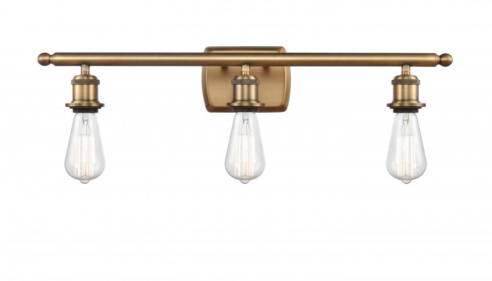 Bare Bulb - 3 Light - 26 inch - Brushed Brass - Bath Vanity Light