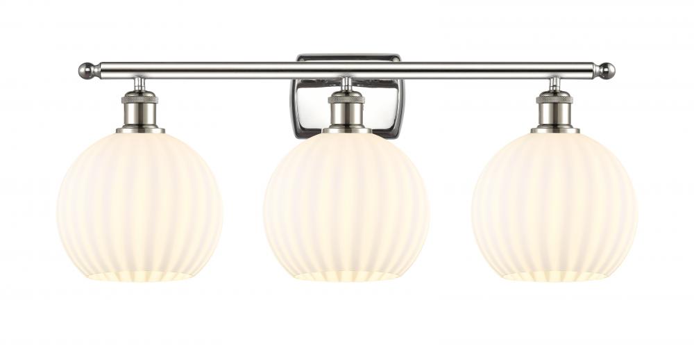 White Venetian - 3 Light - 28 inch - Polished Nickel - Bath Vanity Light