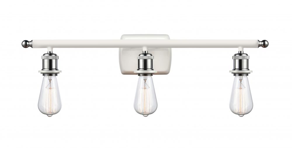 Bare Bulb - 3 Light - 26 inch - White Polished Chrome - Bath Vanity Light