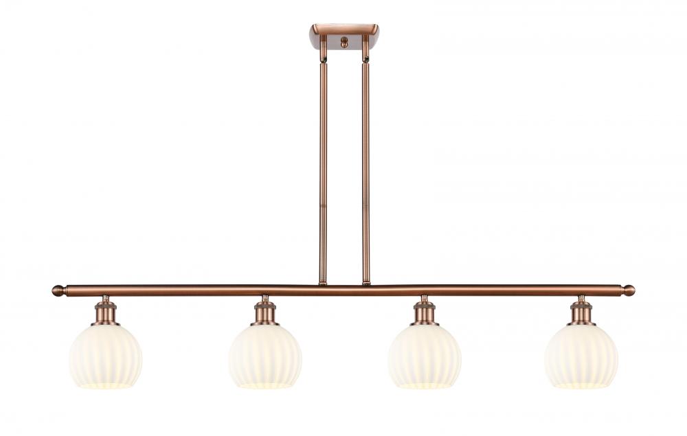 White Venetian - 4 Light - 48 inch - Antique Copper - Stem Hung - Island Light