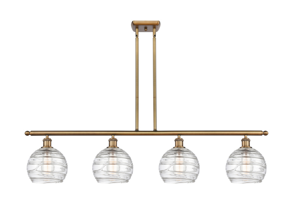 Athens Deco Swirl - 4 Light - 48 inch - Brushed Brass - Stem Hung - Island Light