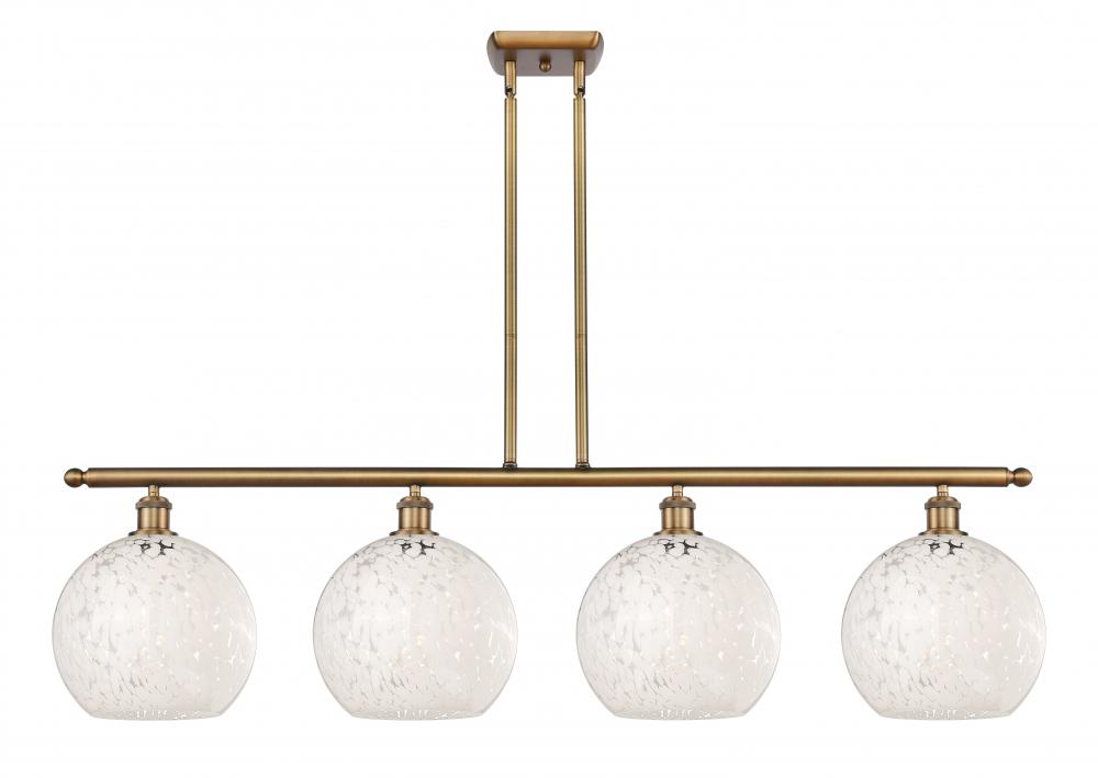White Mouchette - 4 Light - 48 inch - Brushed Brass - Stem Hung - Island Light