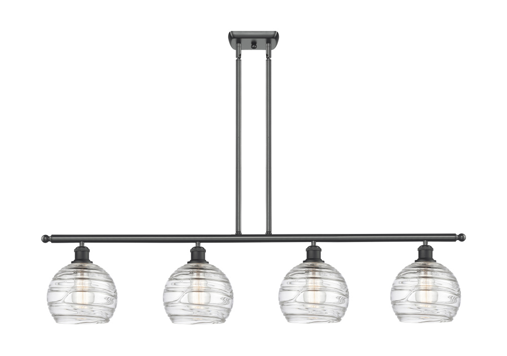 Athens Deco Swirl - 4 Light - 48 inch - Matte Black - Stem Hung - Island Light