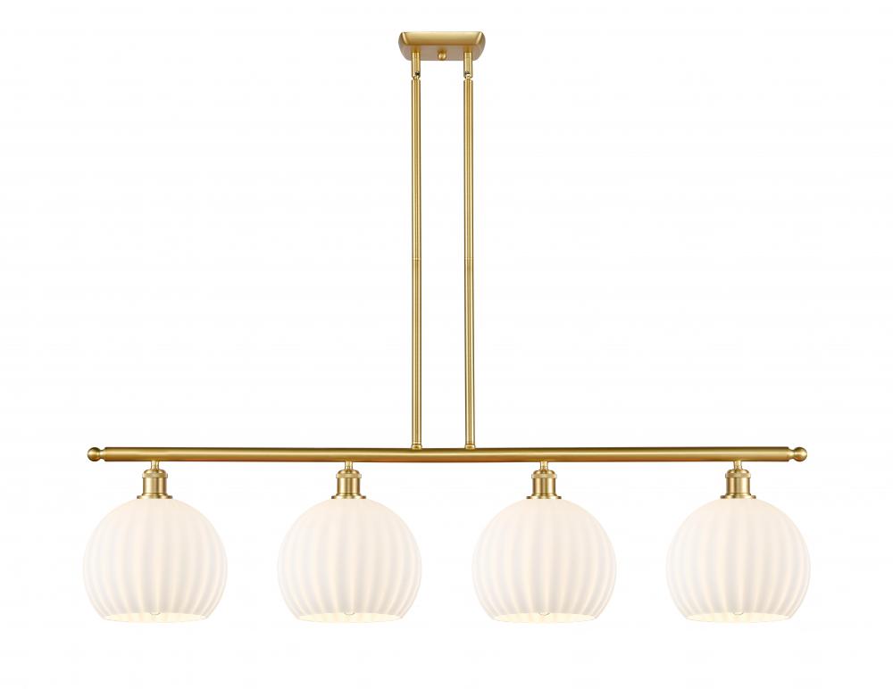 White Venetian - 4 Light - 48 inch - Satin Gold - Stem Hung - Island Light