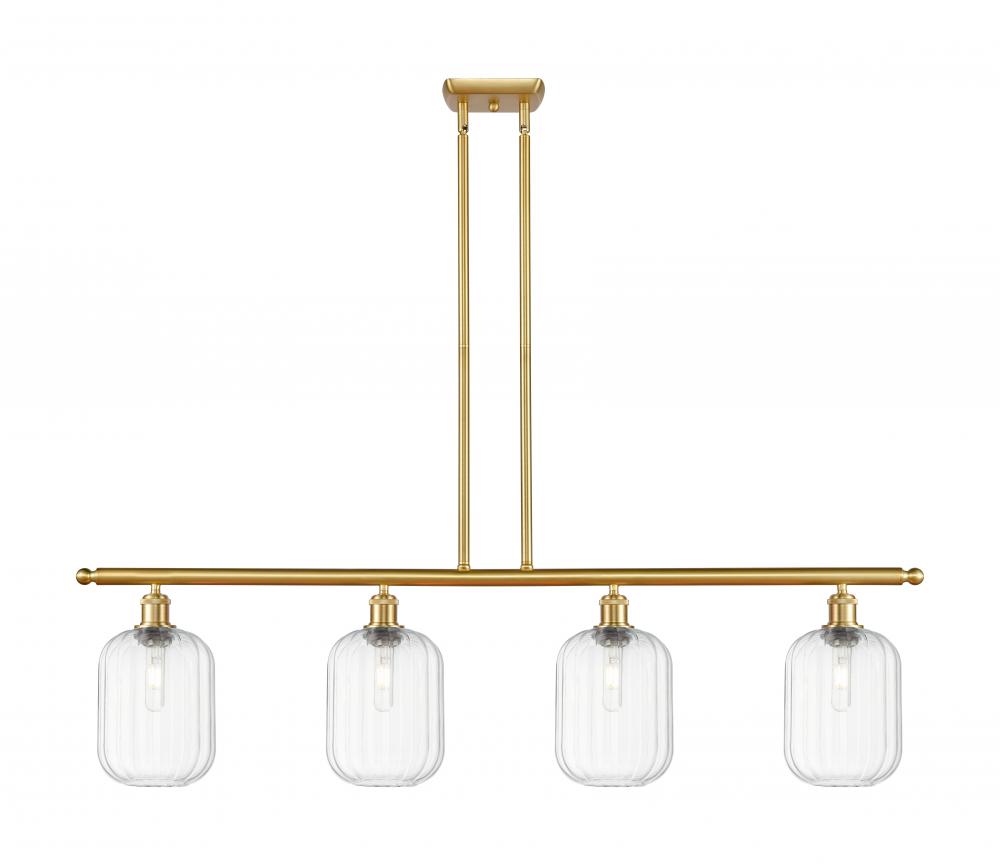 Preston Cylinder - 4 Light - 48 inch - Satin Gold - Stem Hung - Island Light