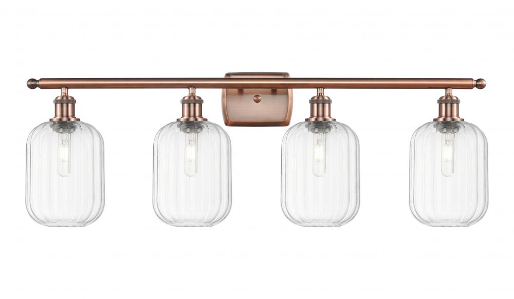 Preston Cylinder - 4 Light - 37 inch - Antique Copper - Bath Vanity Light