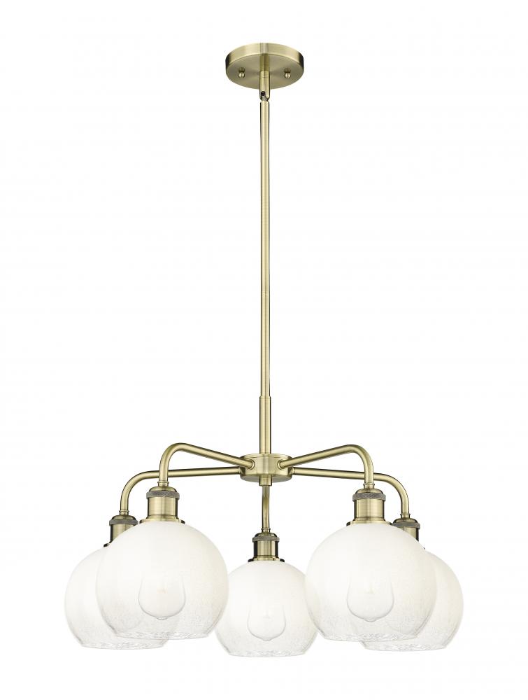 Brookhaven Globe - 5 Light - 26 inch - Antique Brass - Stem hung - Chandelier