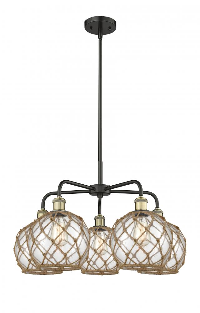 Farmhouse Rope - 5 Light - 27 inch - Black Antique Brass - Stem hung - Chandelier