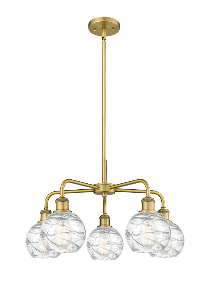 Athens Deco Swirl - 5 Light - 24 inch - Brushed Brass - Stem hung - Chandelier