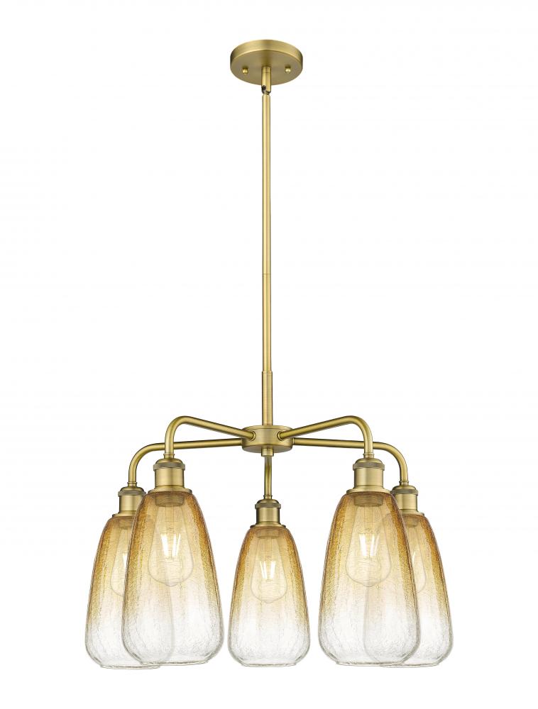 Brookhaven Almond - 5 Light - 25 inch - Brushed Brass - Stem hung - Chandelier