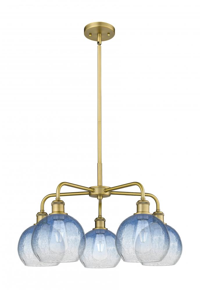 Brookhaven Globe - 5 Light - 26 inch - Brushed Brass - Stem hung - Chandelier