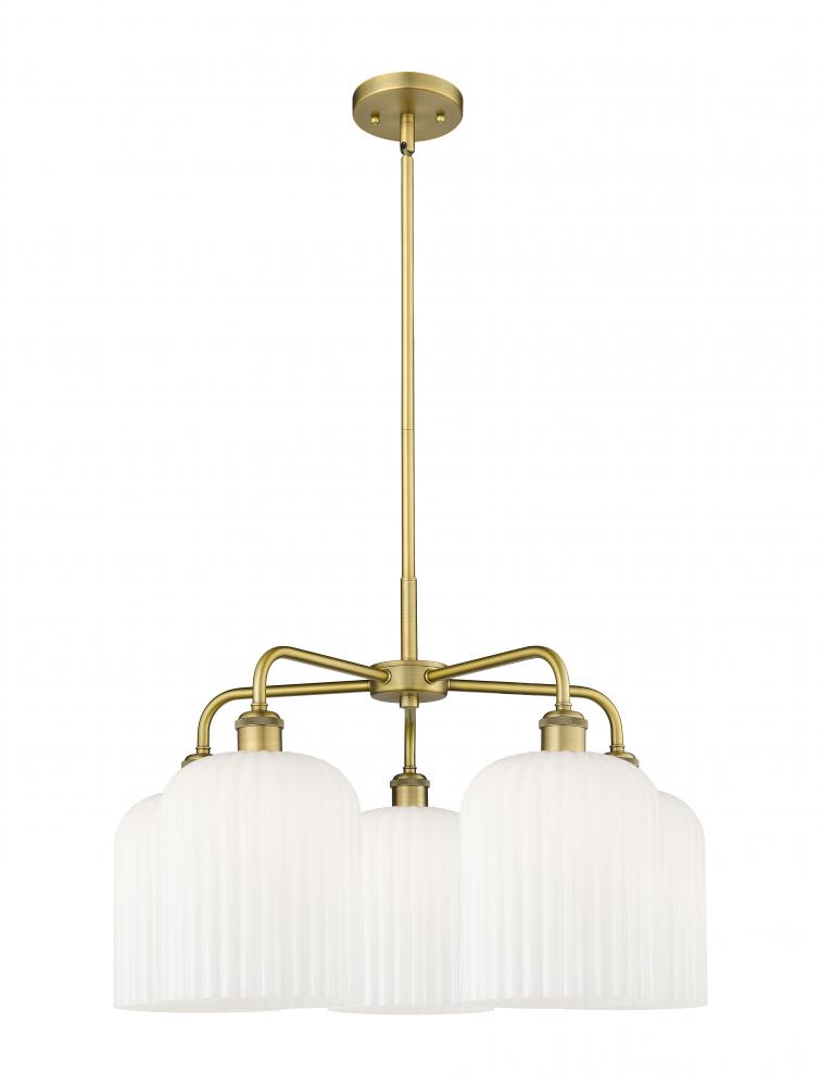 Bridal Veil - 5 Light - 23 inch - Brushed Brass - Chandelier