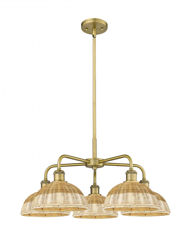 Bristol Natural II - 5 Light - 28 inch - Brushed Brass - Stem hung - Chandelier