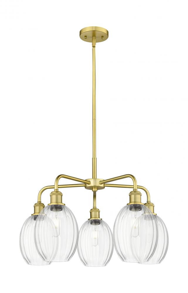 Preston Bulb - 5 Light - 25 inch - Satin Gold - Stem hung - Chandelier