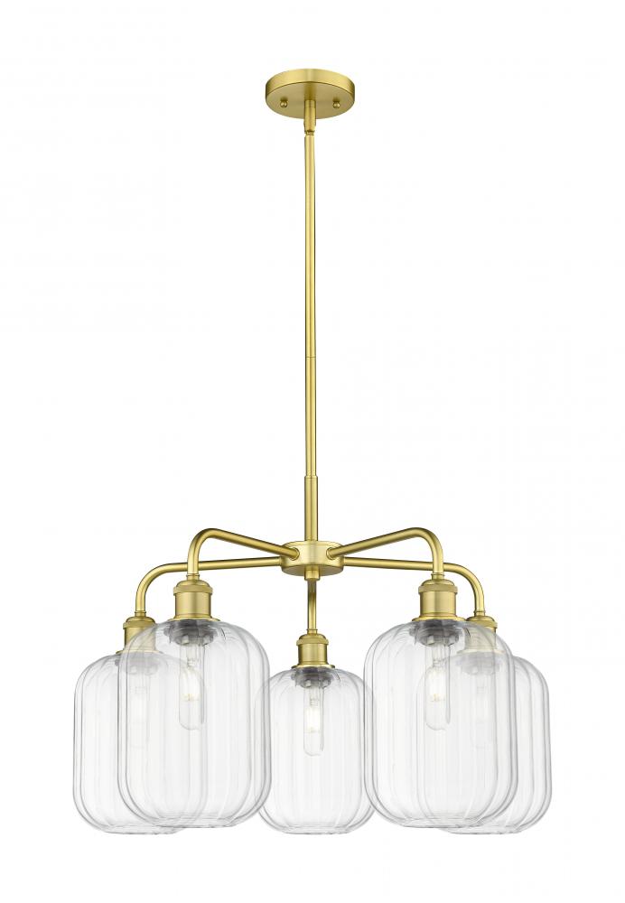 Preston Cylinder - 5 Light - 25 inch - Satin Gold - Stem hung - Chandelier