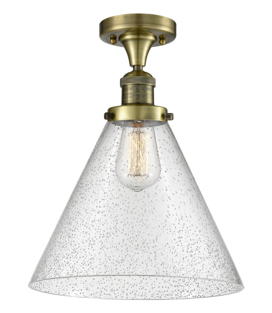 Cone - 1 Light - 12 inch - Antique Brass - Semi-Flush Mount