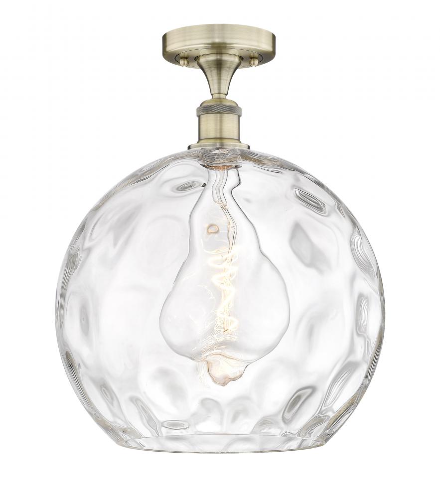 Athens Water Glass - 1 Light - 13 inch - Antique Brass - Semi-Flush Mount