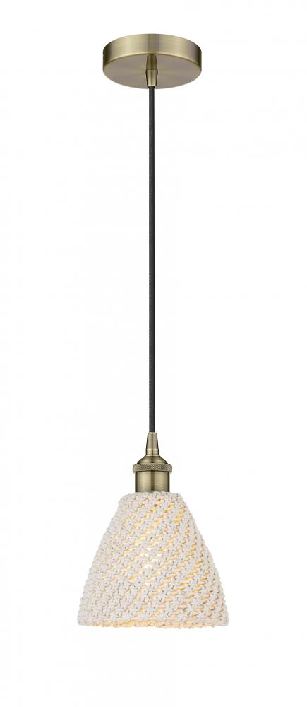 Bristol Natural - 1 Light - 6 inch - Antique Brass - Cord hung - Mini Pendant