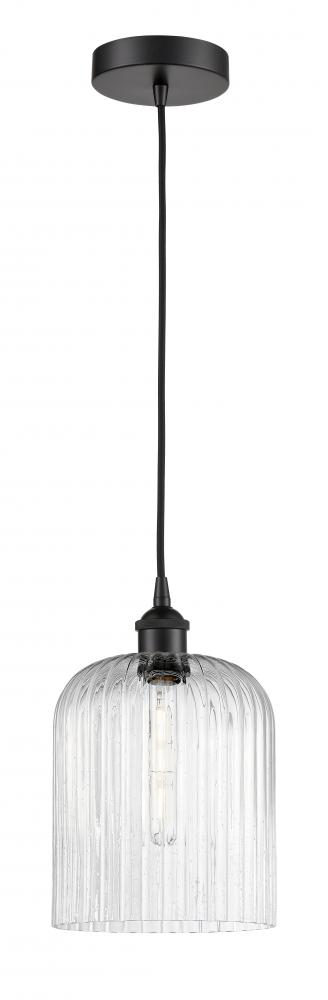 Bridal Veil - 1 Light - 5 inch - Matte Black - Cord hung - Mini Pendant