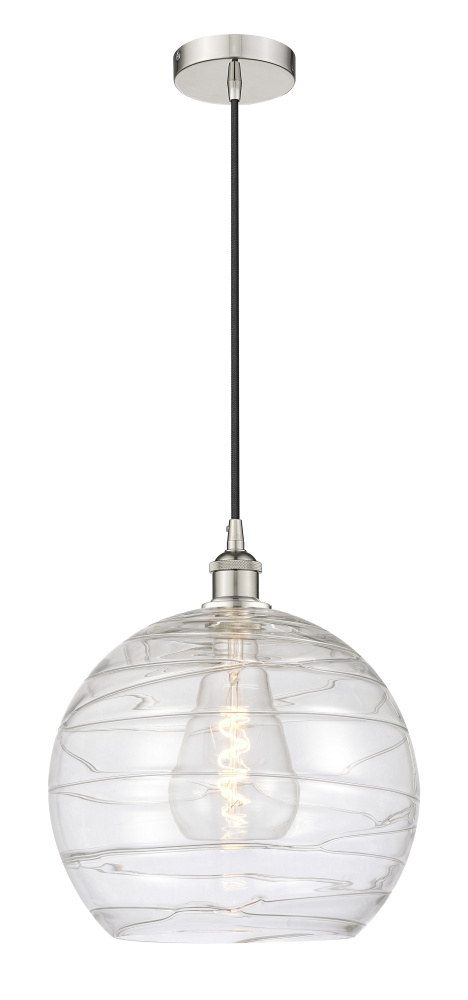 Athens Deco Swirl - 1 Light - 14 inch - Polished Nickel - Cord hung - Mini Pendant