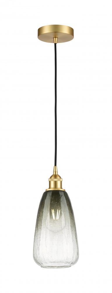 Brookhaven Almond - 1 Light - 6 inch - Satin Gold - Cord hung - Mini Pendant