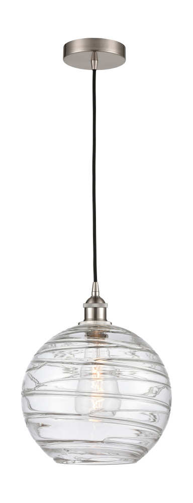 Athens Deco Swirl - 1 Light - 12 inch - Brushed Satin Nickel - Cord hung - Mini Pendant