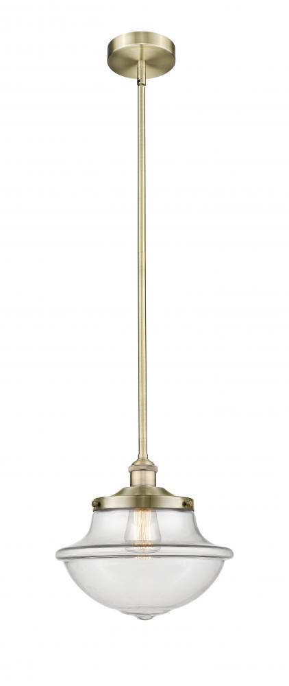 Oxford - 1 Light - 12 inch - Antique Brass - Stem hung - Mini Pendant