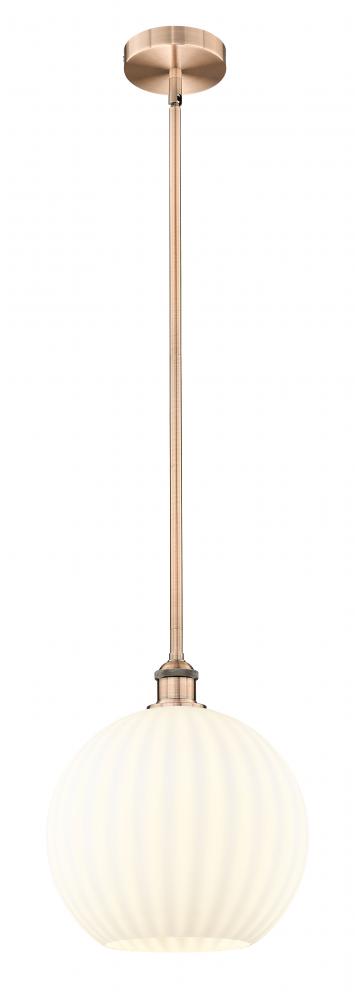 White Venetian - 1 Light - 12 inch - Antique Copper - Stem Hung - Mini Pendant