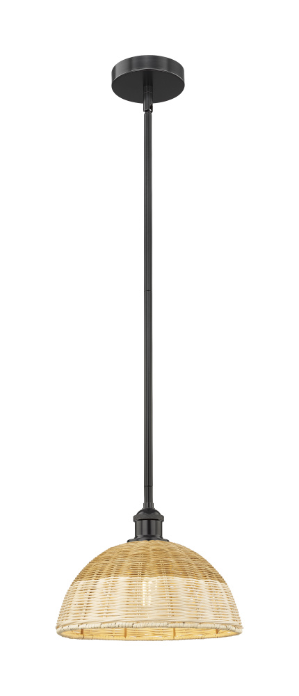 Bristol Natural II - 1 Light - 12 inch - Matte Black - Stem hung - Mini Pendant