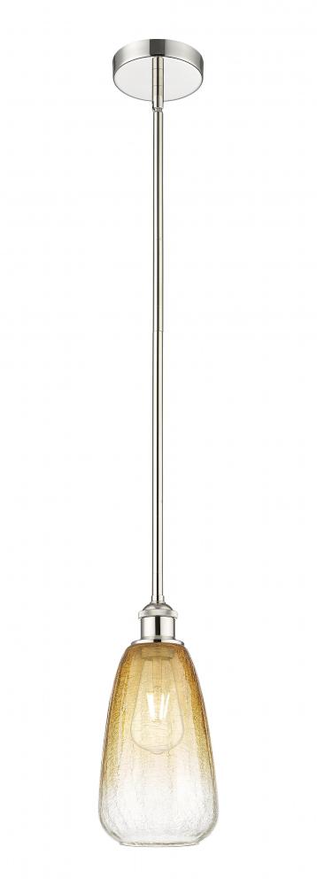 Brookhaven Almond - 1 Light - 6 inch - Polished Nickel - Stem hung - Mini Pendant