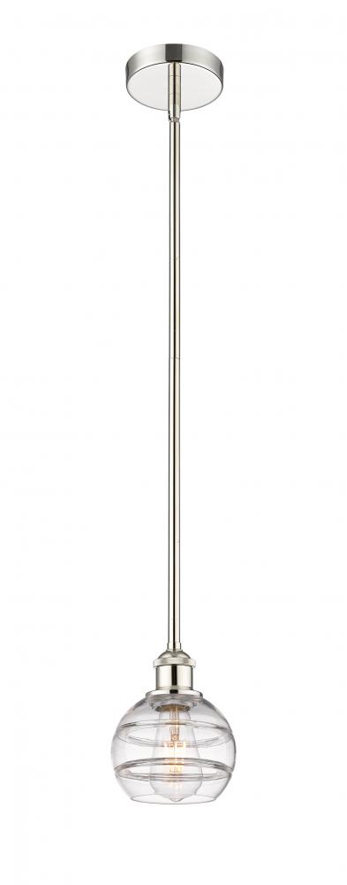 Rochester - 1 Light - 6 inch - Polished Nickel - Stem hung - Mini Pendant