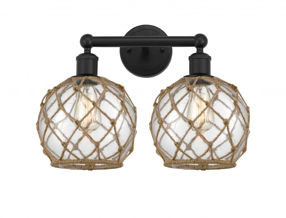 Farmhouse Rope - 2 Light - 17 inch - Matte Black - Bath Vanity Light