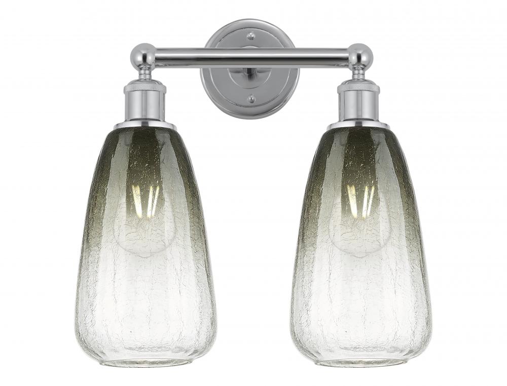 Brookhaven Almond - 2 Light - 15 inch - Polished Chrome - Bath Vanity Light