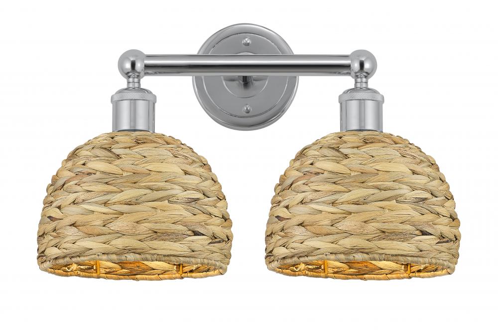 Woven Rattan - 2 Light - 17 inch - Polished Chrome - Bath Vanity Light