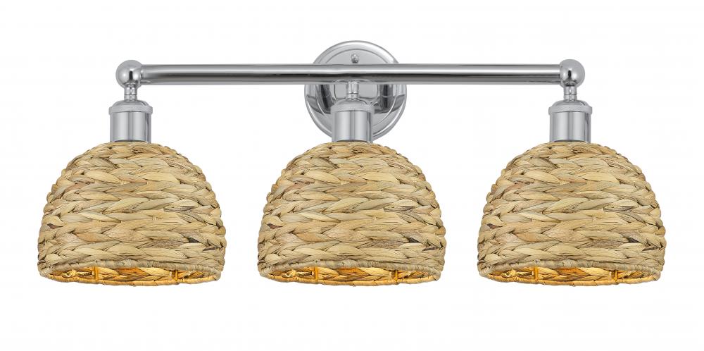 Woven Rattan - 3 Light - 26 inch - Polished Chrome - Bath Vanity Light