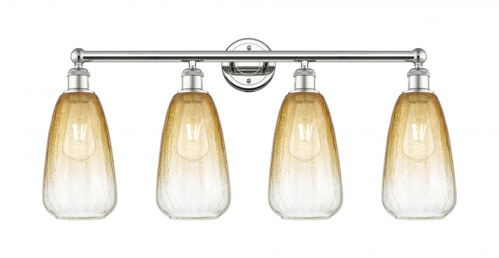 Brookhaven Almond - 4 Light - 33 inch - Polished Nickel - Bath Vanity Light