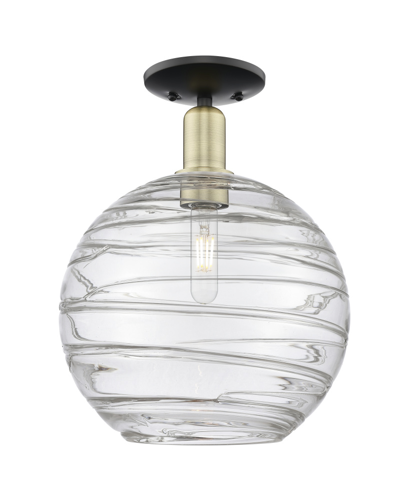 Athens Deco Swirl - 1 Light - 12 inch - Black Antique Brass - Semi-Flush Mount