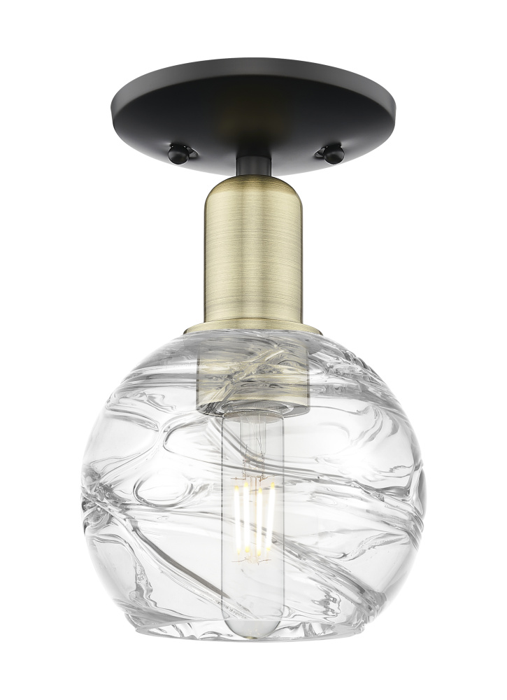 Athens Deco Swirl - 1 Light - 6 inch - Black Antique Brass - Semi-Flush Mount