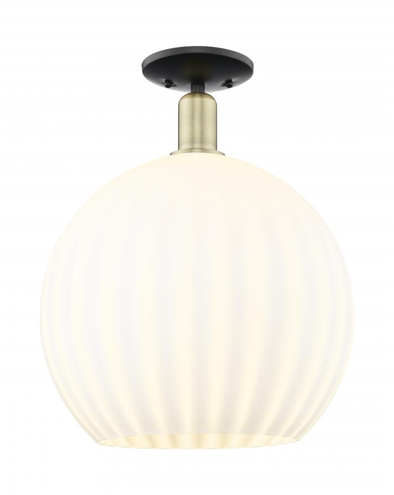 White Venetian - 1 Light - 14 inch - Black Antique Brass - Semi-Flush Mount