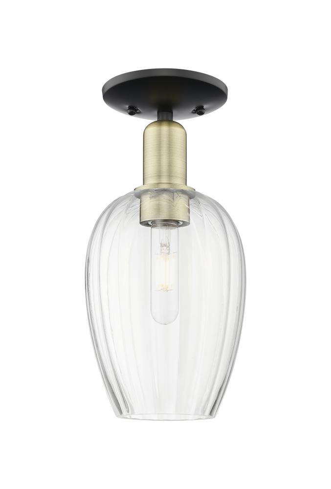 Preston Flute - 1 Light - 6 inch - Black Antique Brass - Semi-Flush Mount