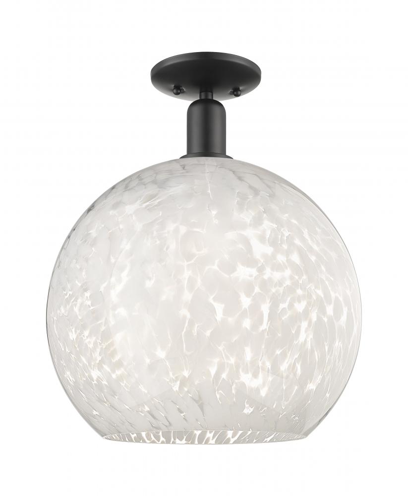 White Mouchette - 1 Light - 14 inch - Matte Black - Semi-Flush Mount