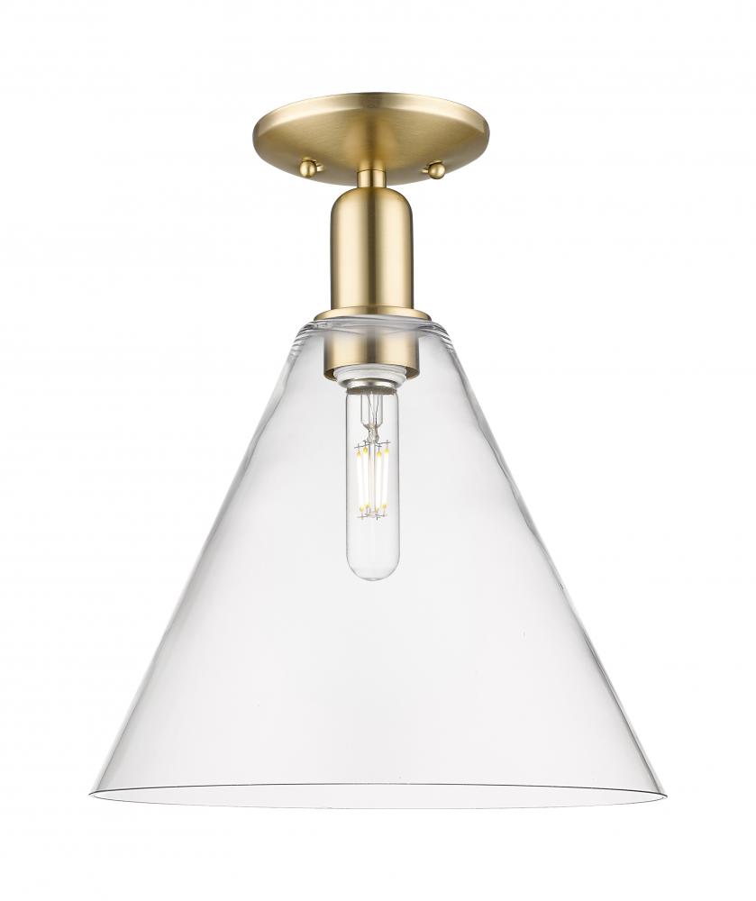 Berkshire Glass - 1 Light - 12 inch - Champagne Bronze - Semi-Flush Mount